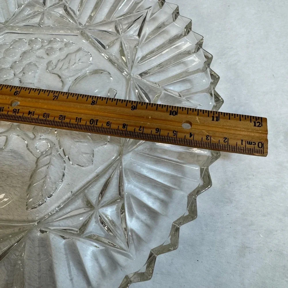 Vintage Clear Glass‎ Fruit Embossed Serving Dish Plate